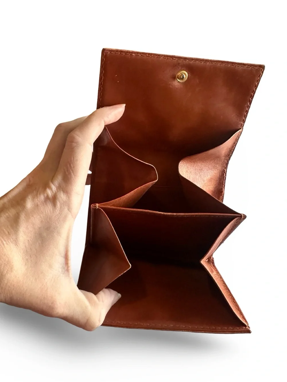 MCM Original Visetos Trifold double flap Leather Wallet - Cognac Brown